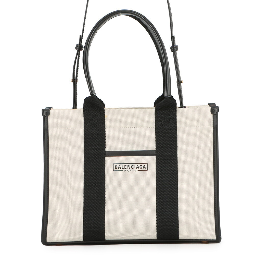 Balenciaga Handbag canvas leather tote bag shoulder white black